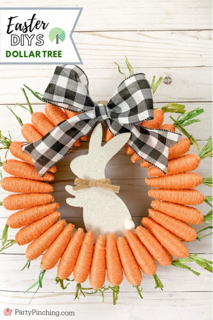 Dollar Store Easter DIY Carrot Wreath Decor Ideas