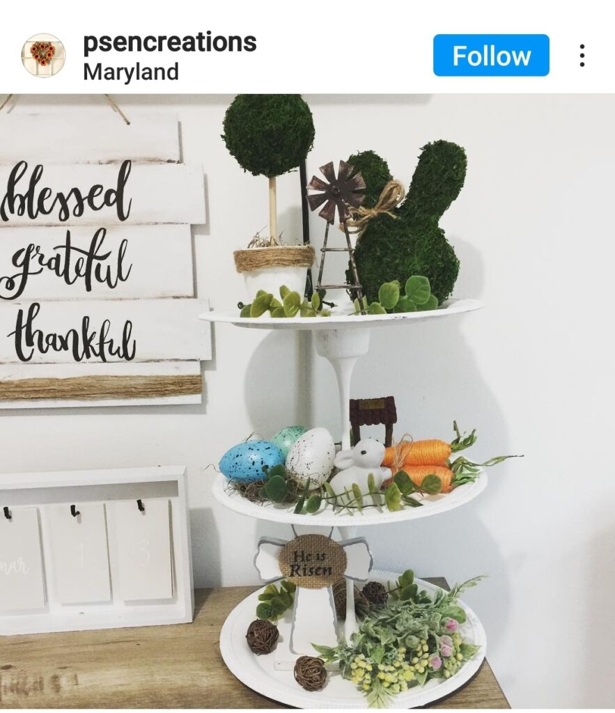 Dollar Store Easter DIY Tiered Tray Decor