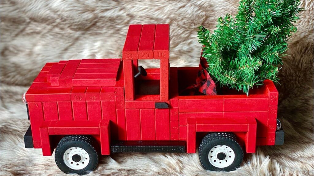 Dollar Tree DIY Jenga Block Christmas Truck