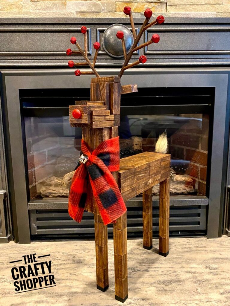 Dollar Tree DIY Jenga Block Reindeer Stand