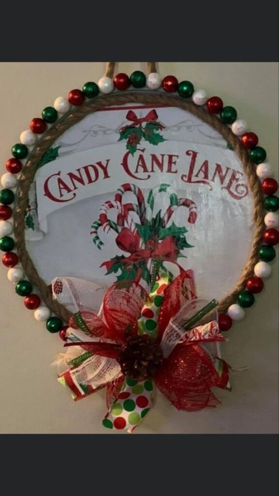 Best Dollar Store Candy cane lane wreath Christmas Decorations