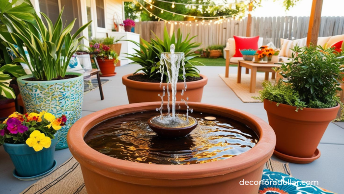 DIY water fountain outdoor decor