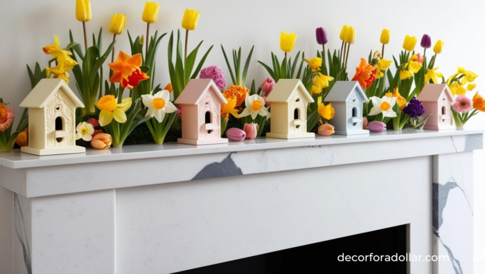 Spring mantel decor, Spring Living Room Decor