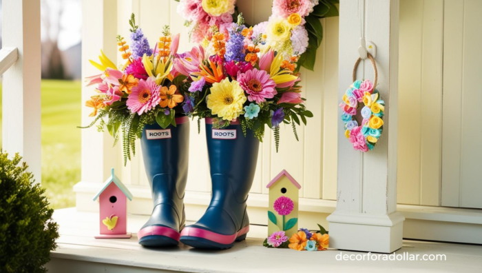 Spring Decor Rainboot Ideas