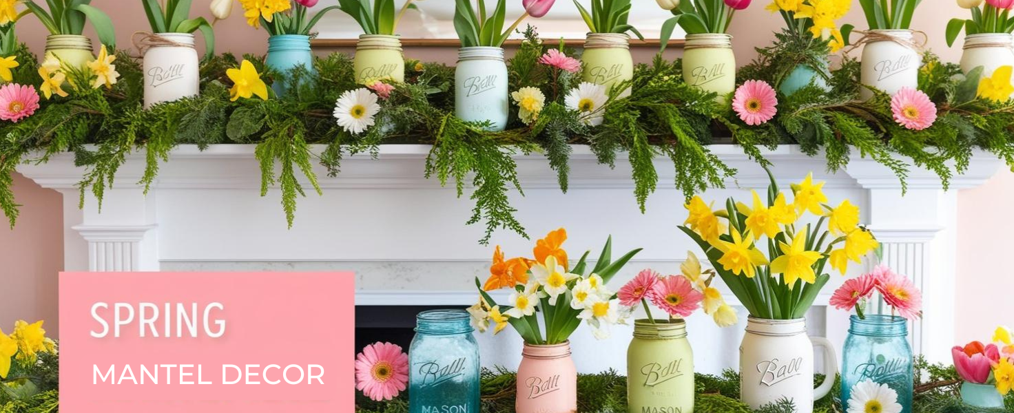 Spring mantel decor, Spring Living Room Decor