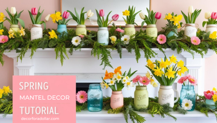 Spring mantel decor, Spring Living Room Decor