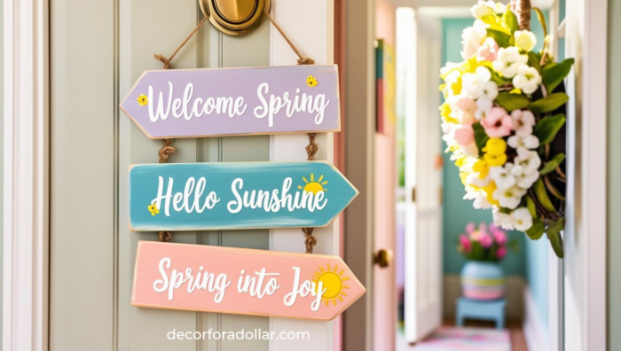Dollar Tree DIY Spring Welcome Signs
