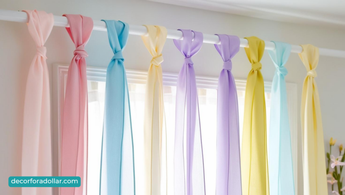 Dollar tree DIY Ribbon Curtains