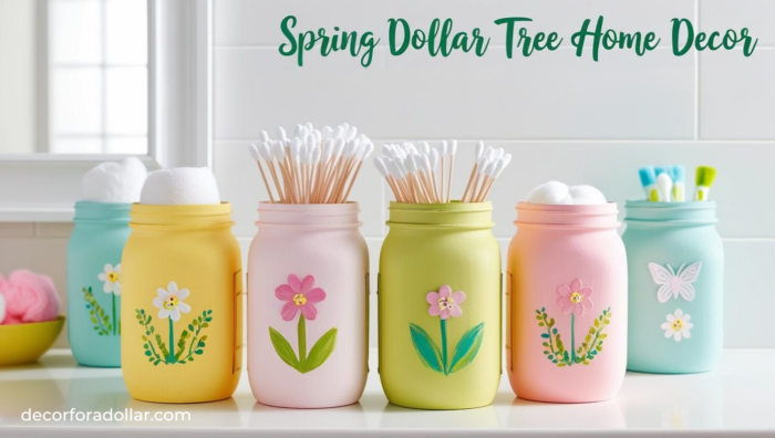 Spring bathroom Mason Jar Organizers