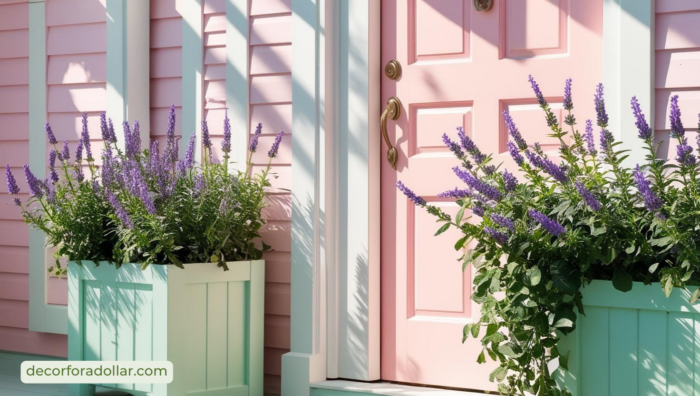Spring Front Porch Decor, Pastel Planters